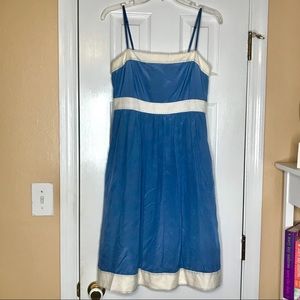 Antonio Melani fit and flare blue and cream dress